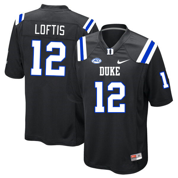 Men #12 Grayson Loftis Duke Blue Devils College Football Jerseys Stitched-Black